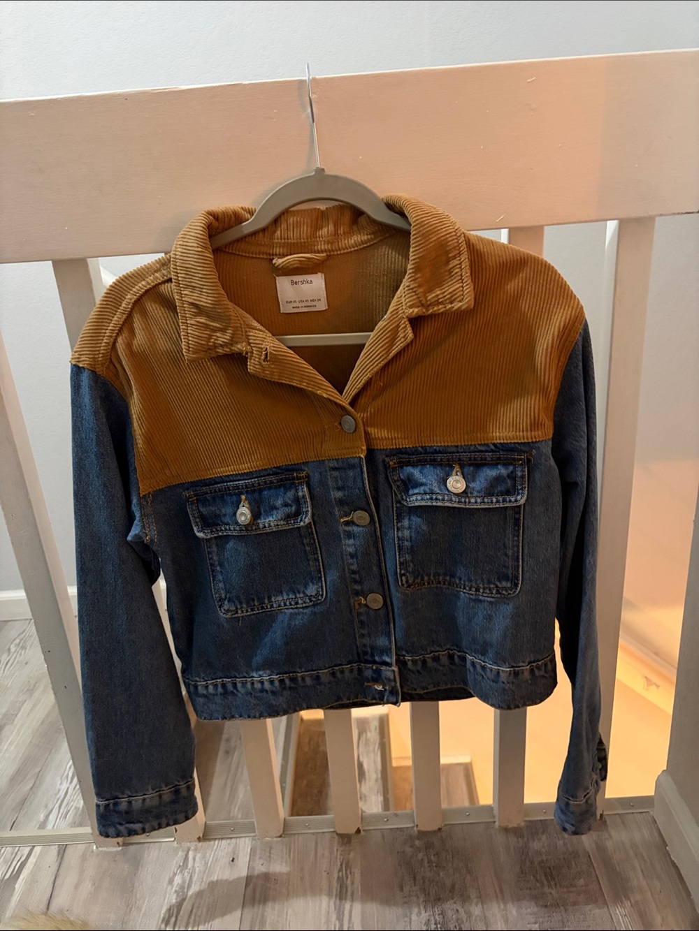 Bershka Two-Tone Corduroy Denim Jacket